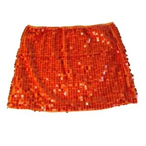 Musera Shein Orange Sequin Mini Skirt Festival Party Rave Size Small